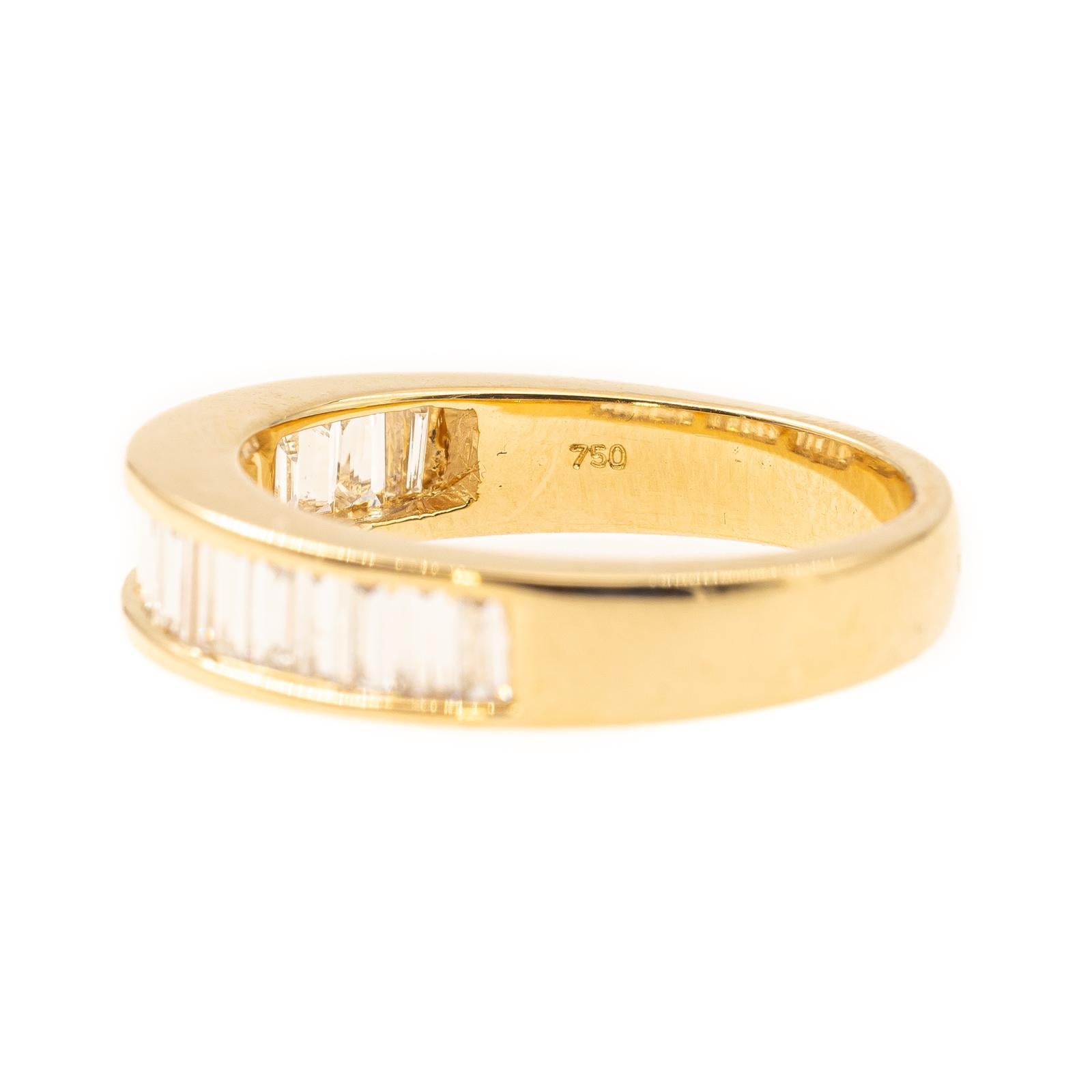 Baguette Cut Ring Yellow Gold Diamond For Sale
