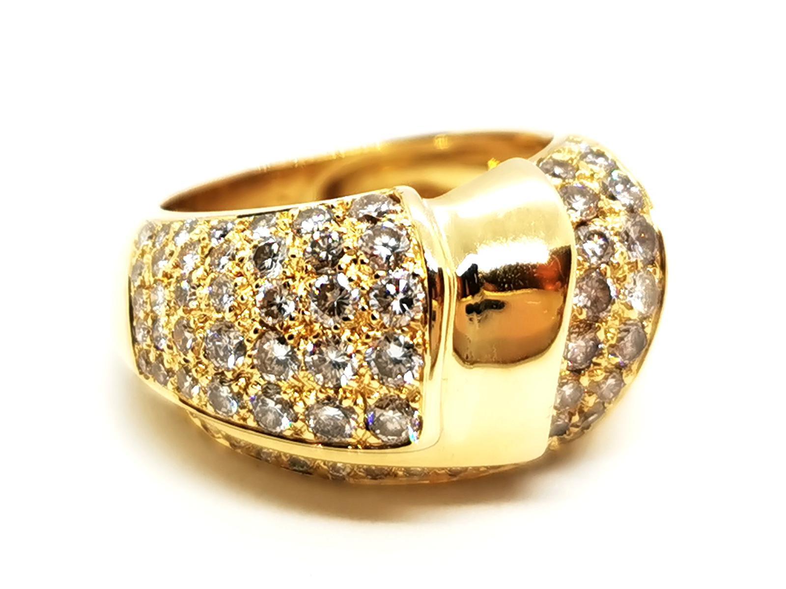 Ring Yellow Gold Diamond In Excellent Condition For Sale In PARIS, FR