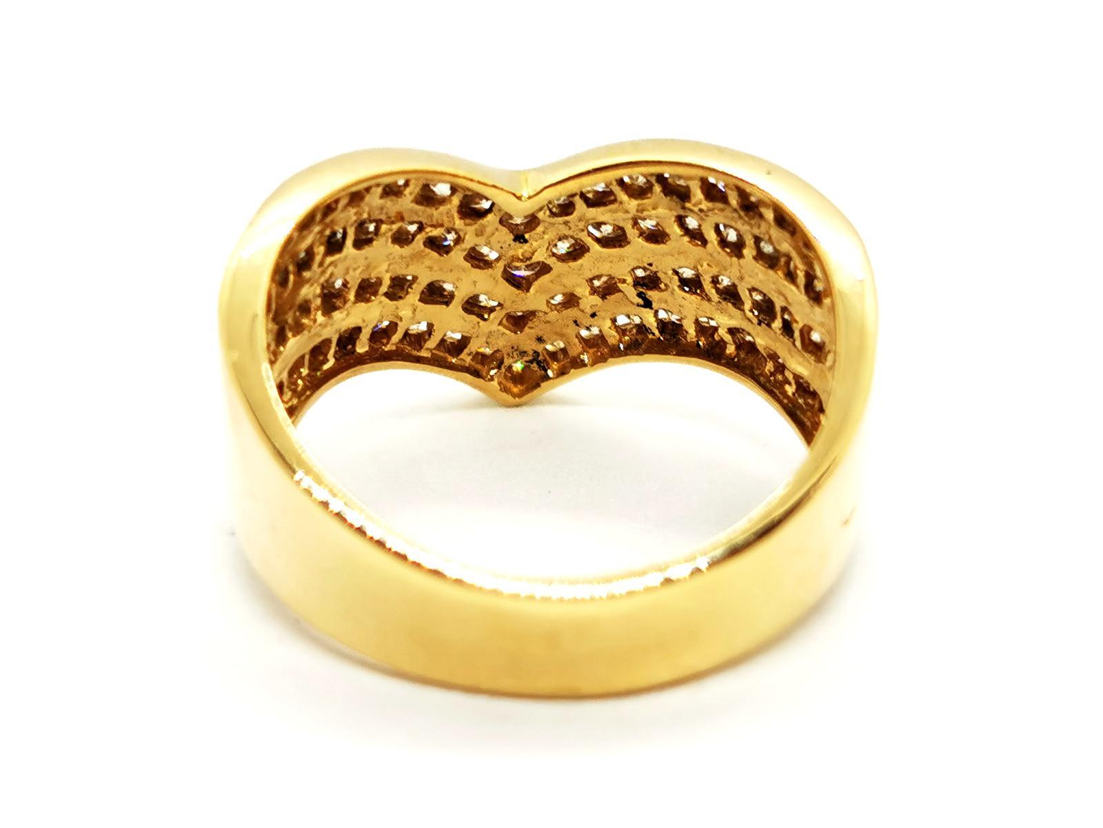 Gelbgold-Ring mit Diamanten im Zustand „Hervorragend“ im Angebot in PARIS, FR