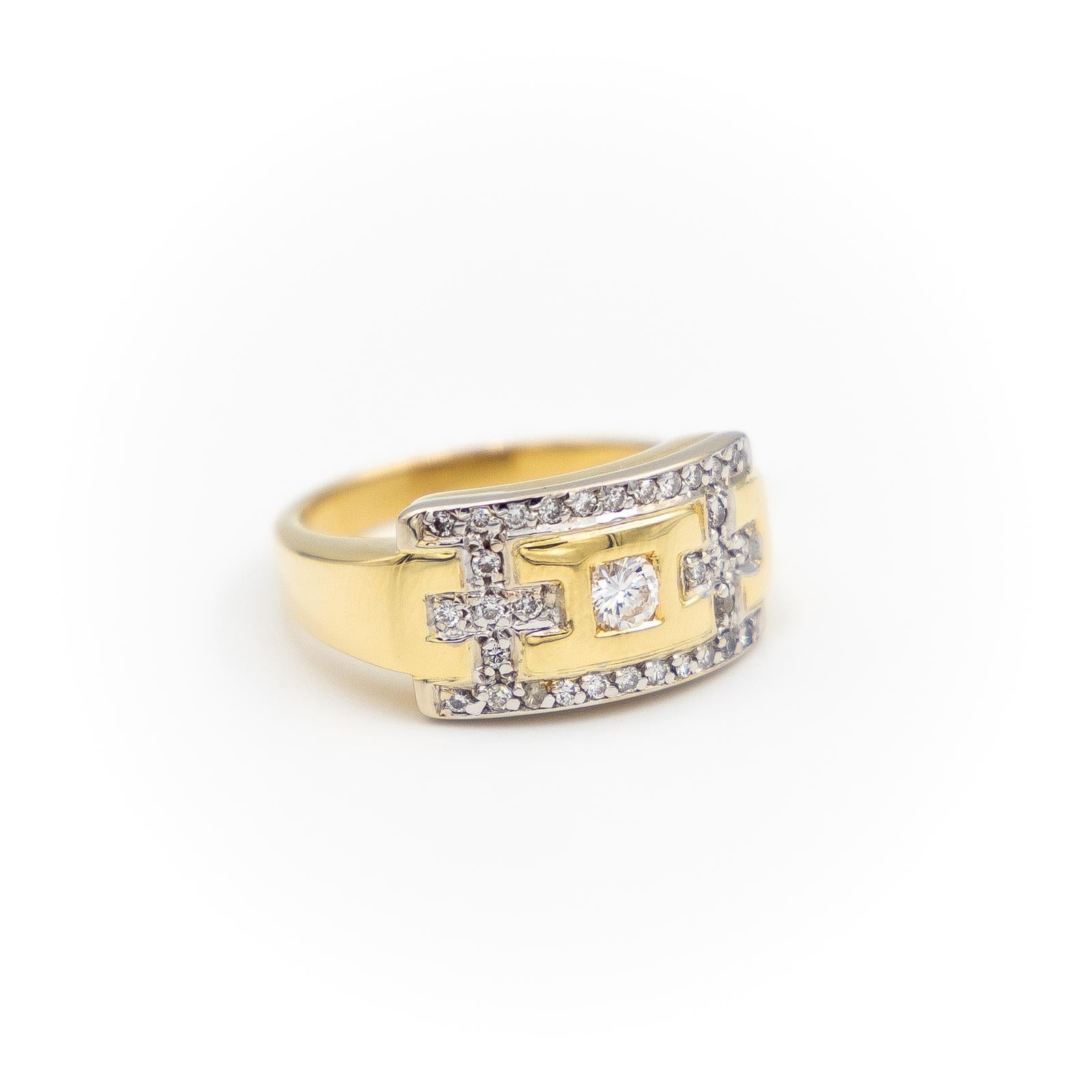 Ring Yellow GoldDiamond In Excellent Condition For Sale In PARIS, FR