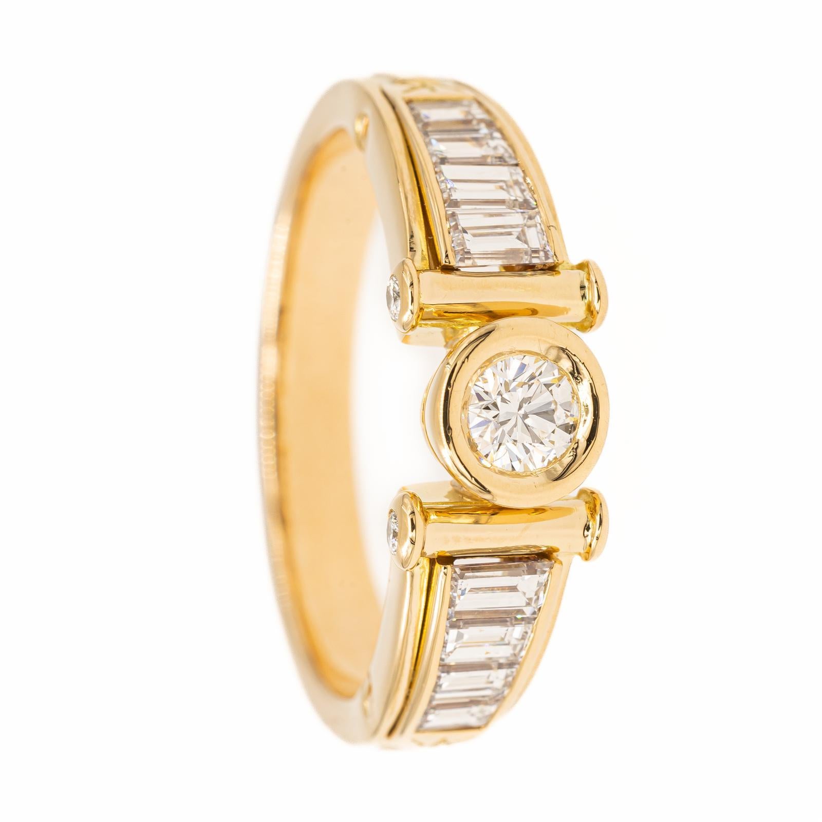 Gelbgold-Ring mit Diamanten im Zustand „Hervorragend“ in PARIS, FR