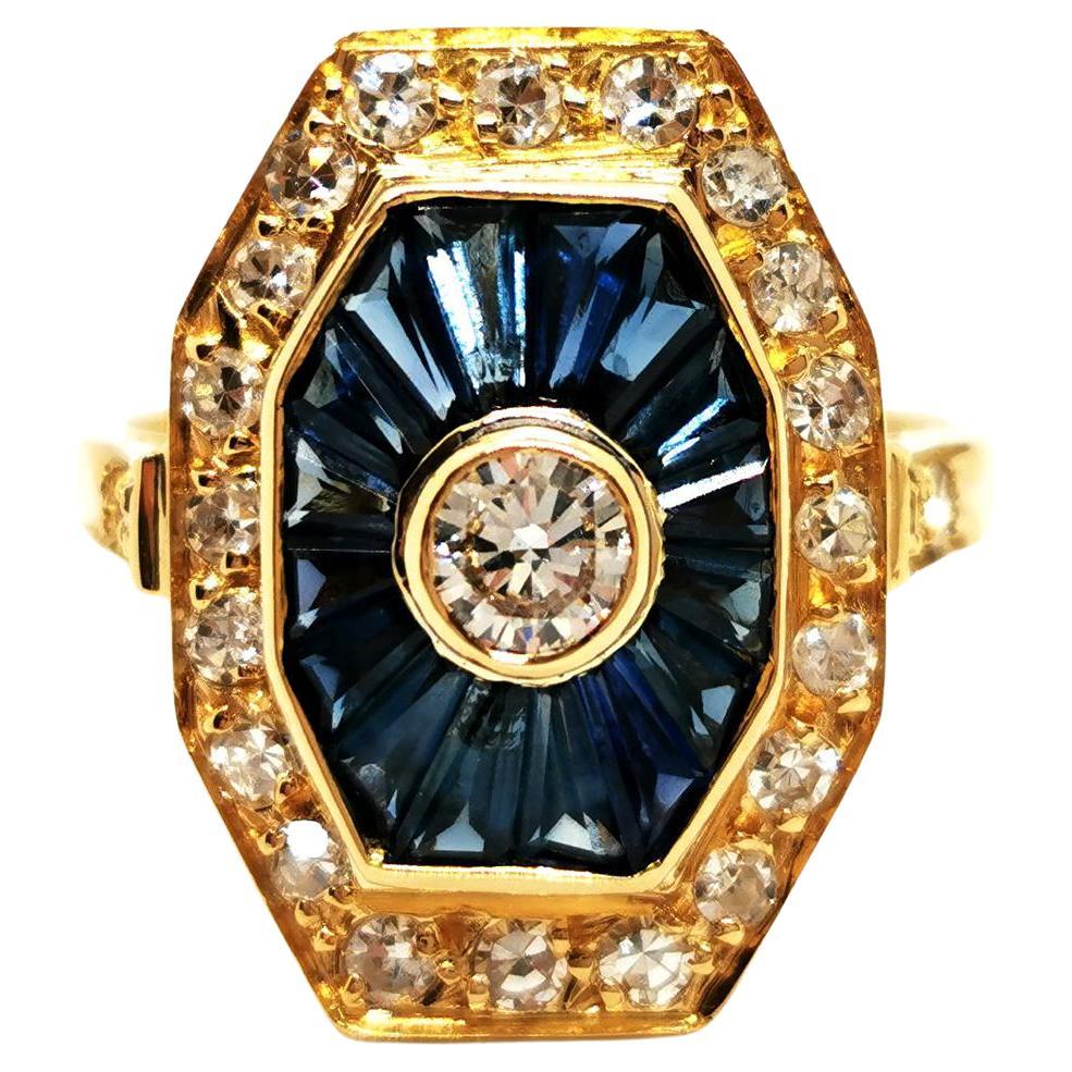 Ring aus Gelbgold mit Diamanten im Angebot