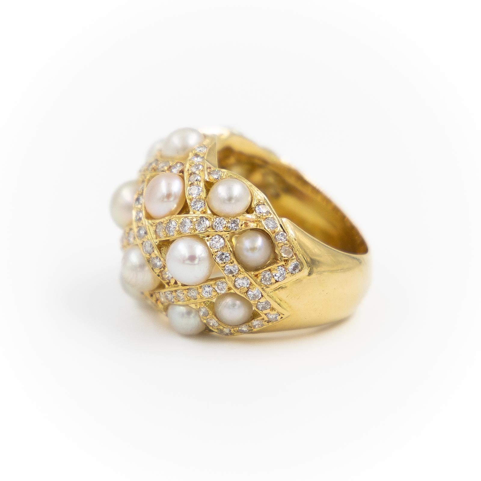 Ring Yellow GoldPearl In Excellent Condition For Sale In PARIS, FR