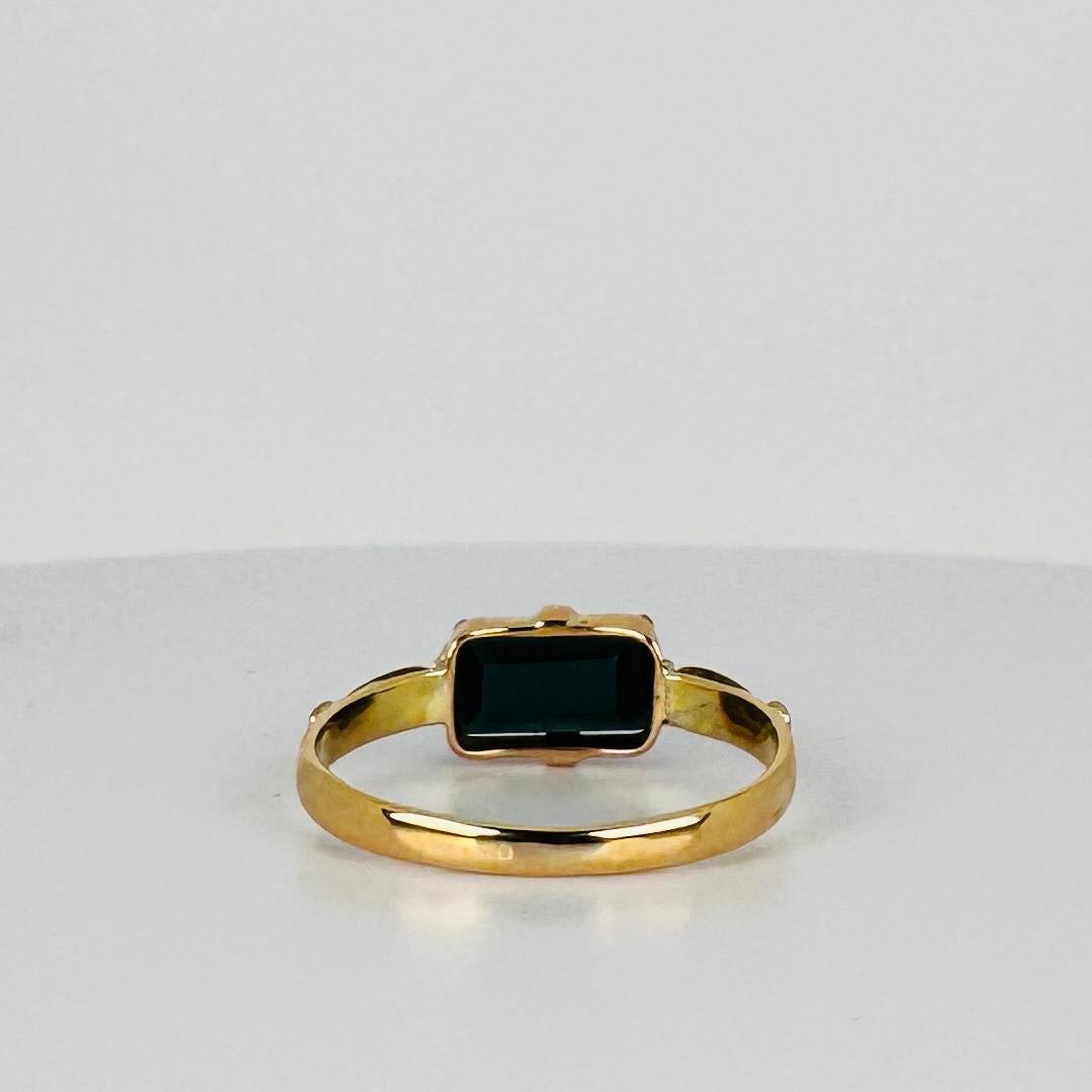 Ring yellow rose gold 18 carat with black natural tourmaline of 1.5 carat 1