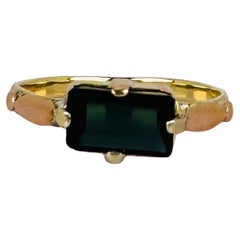 Anello in oro giallo rosa 18 carati con tormalina nera naturale di 1,5 carati
