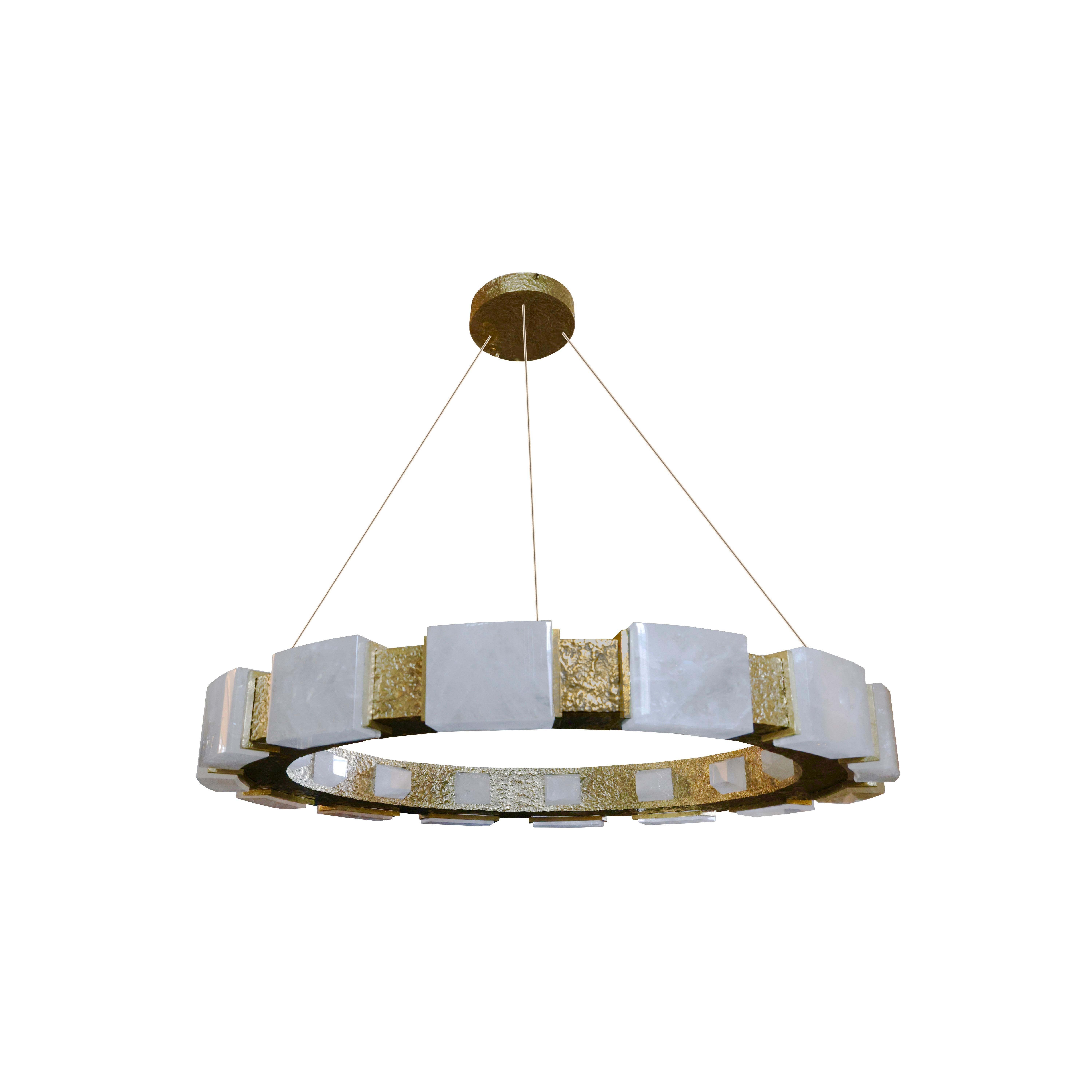 Contemporary Ring40 Rock Crystal Chandelier by Phoenix For Sale