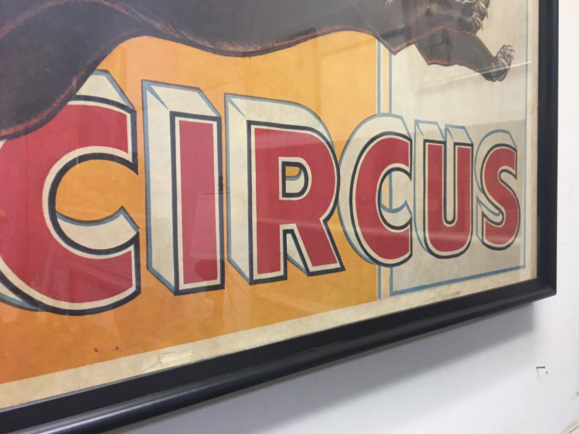 American Ringling Bros. and Barnum & Bailey Circus Black Leopard Framed Vintage Poster For Sale