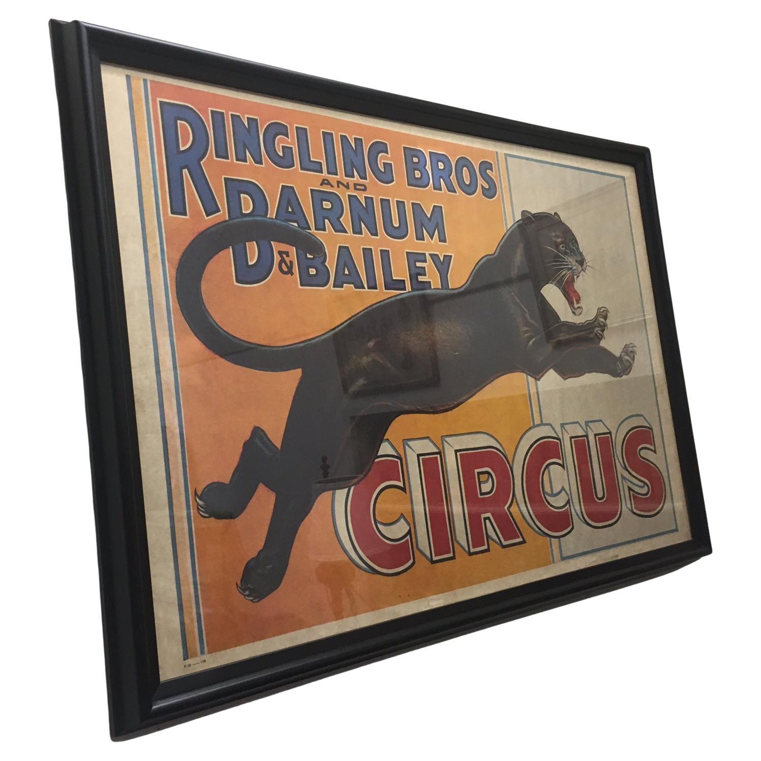 Póster vintage enmarcado de Ringling Bros. and Barnum & Bailey Circus Leopardo negro