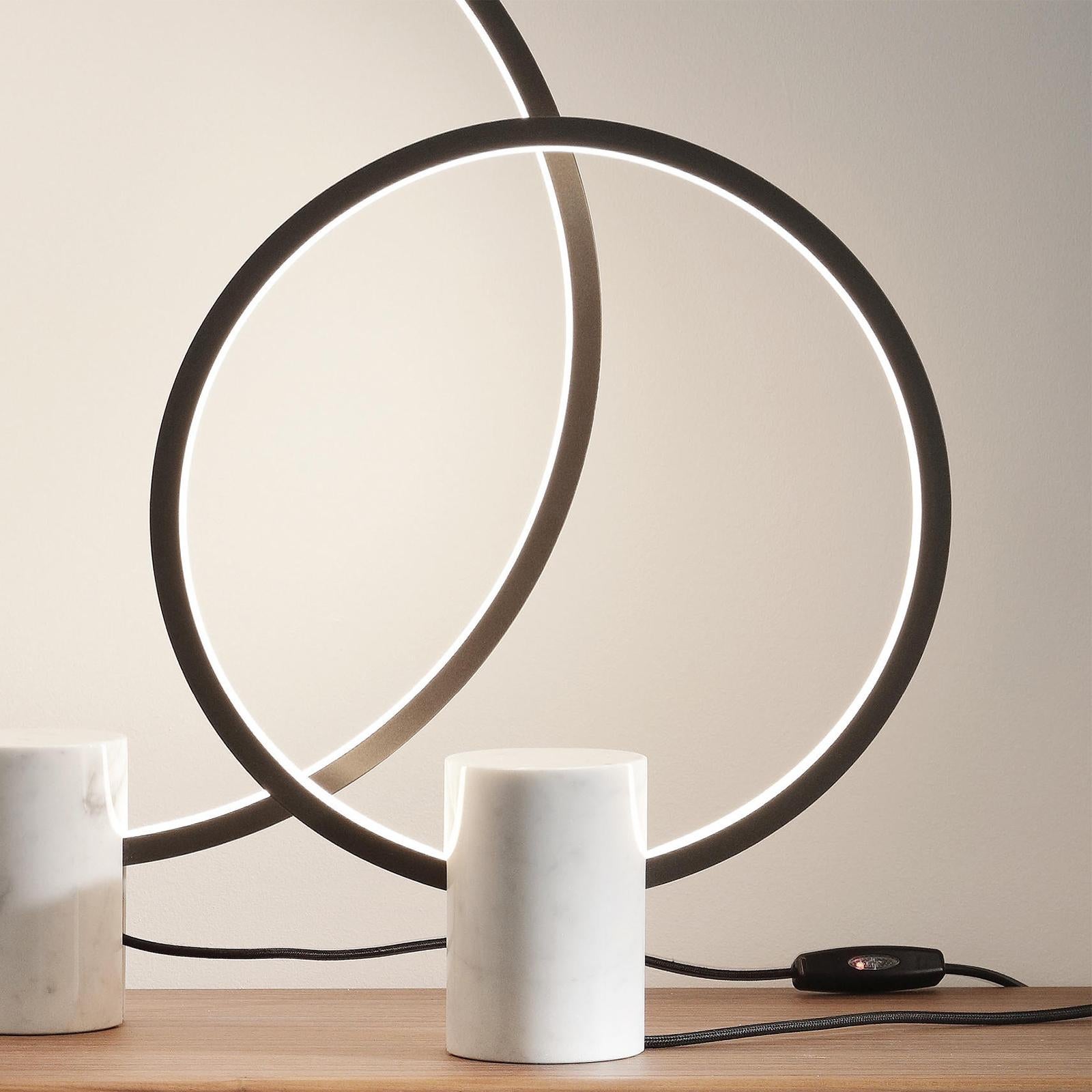 Metal Ring'N Marble L Table Lamp For Sale