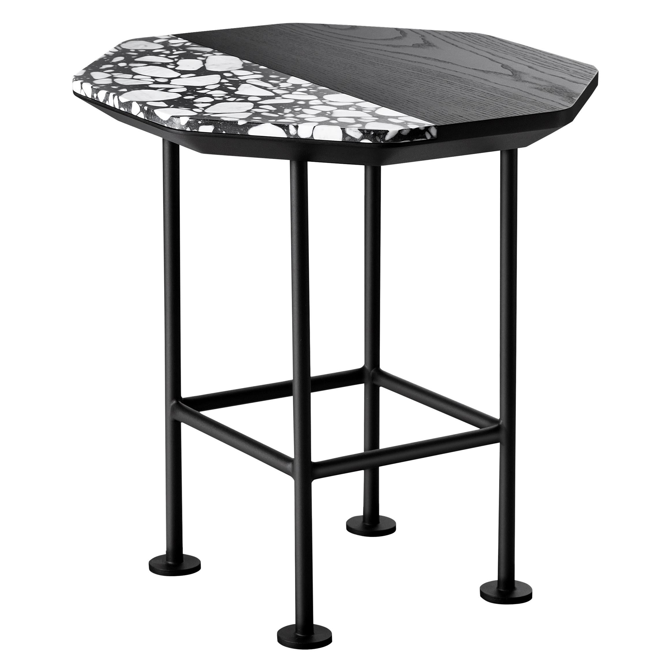 For Sale: Black (Palladio Moro Marble & Black Ash) Ringo High Coffee Table in Lacquered Black Legs, by Matteo Zorzenoni