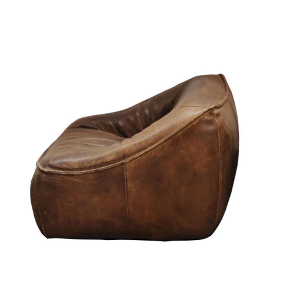 Mid-Century Modern Ringo Leather Lounge Chair by Gerard Van Den Burg For Sale