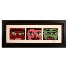 Used Ringo Starr 3 Faces Signed Contemporary Pop Art Serigraph on Paper 92/100 Framed