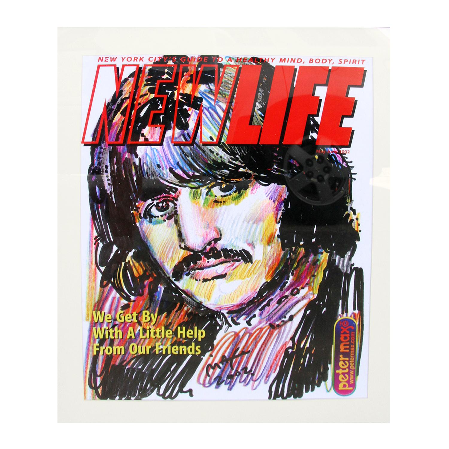 Ringo starr by Peter Max for the cover of new life

Issue 85 of the New Life magazine, published in 2002 in New York. 

Measures: 28