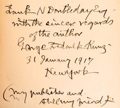 Rings for the Finger Signed by the Author to the Publisher Frank Doubleday