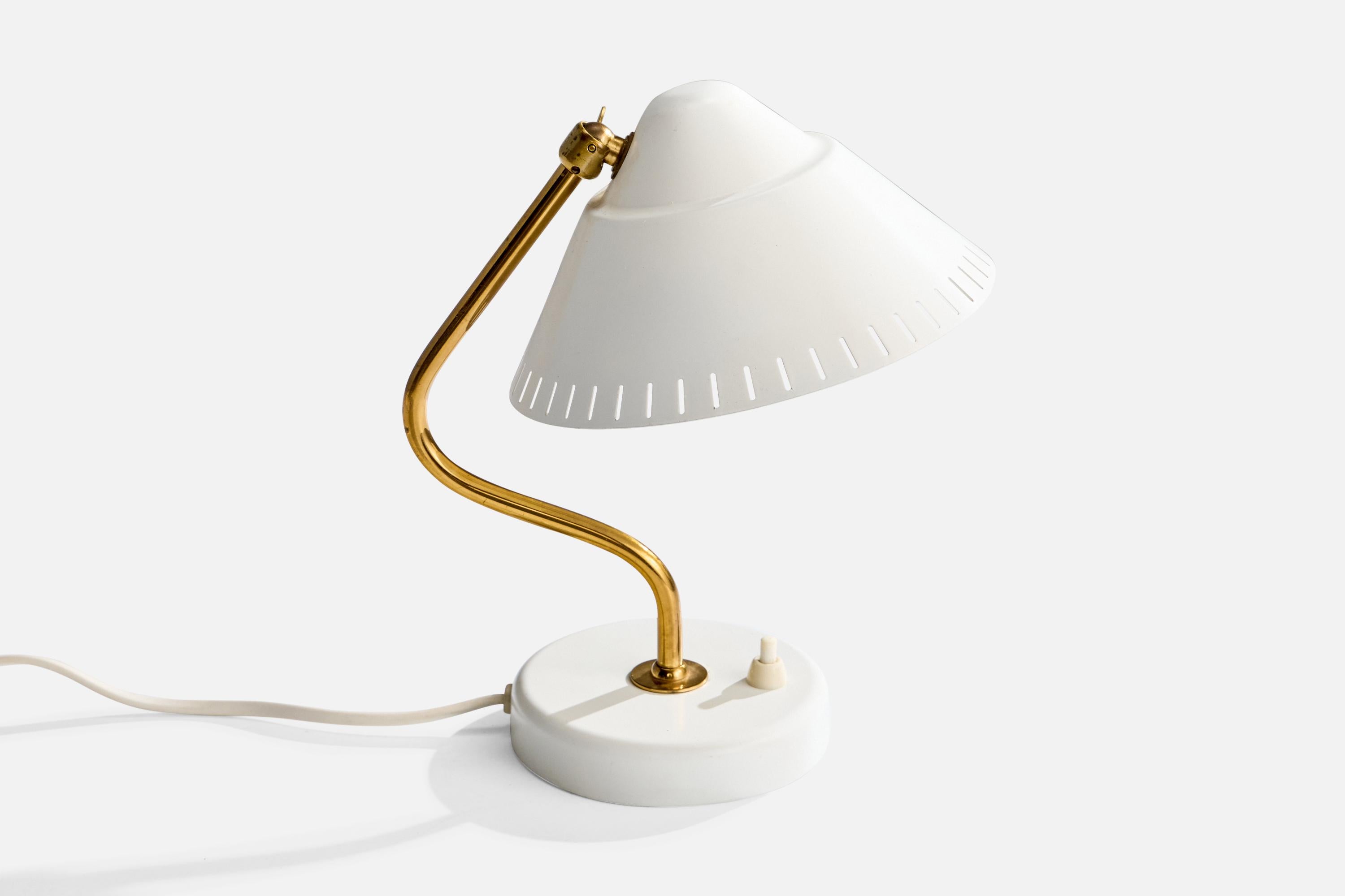 Mid-Century Modern Ringus, Table Lamp, Brass, Metal, Sweden, 1950s For Sale