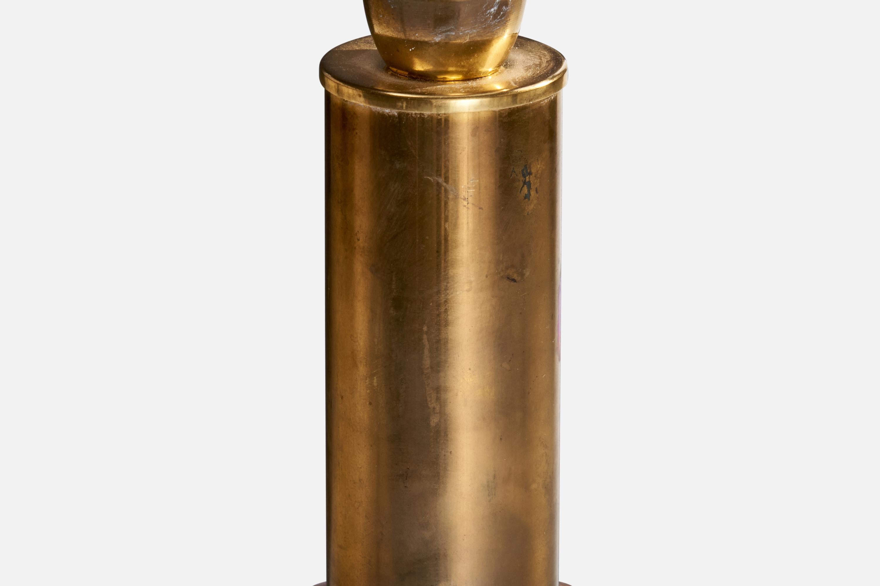 Ringus, lampe de table, laiton, teck, Suède, années 1950 Bon état - En vente à High Point, NC