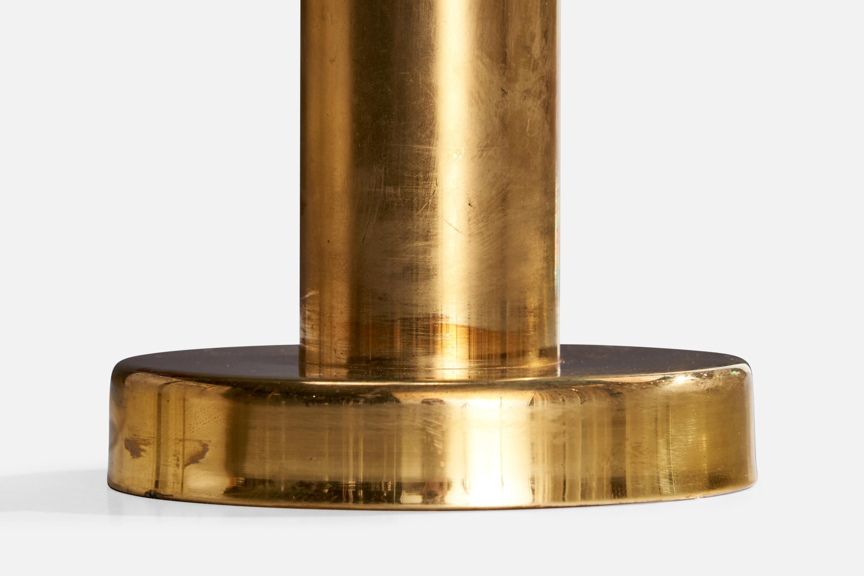Ringus, lampe de table, laiton, teck, Suède, années 1950 en vente 1