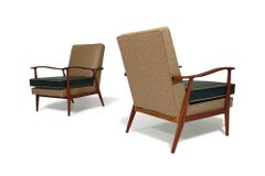 Fauteuils de salon modernes brésiliens du milieu du siècle dernier Rino Levi en Caviuna