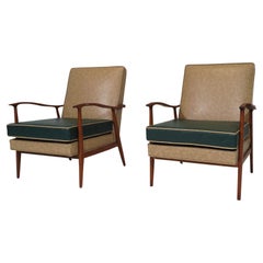 Rino Levi Mid-century Brazilian Modern Lounge Chairs in Caviuna