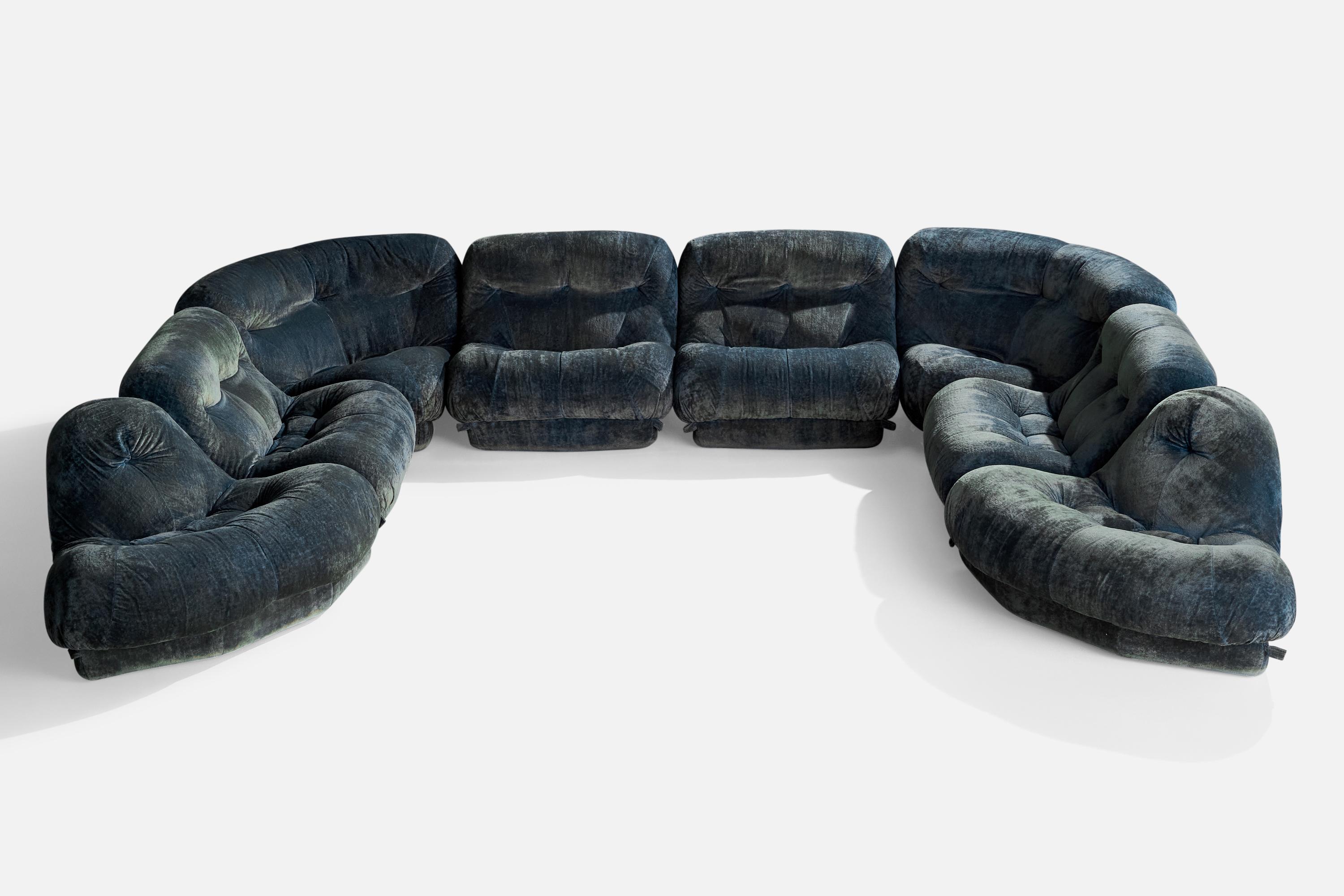 Rino Maturi, Large Sectional Sofa, Fabric, Italy, 1970s For Sale 4