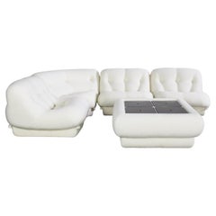 Ensemble de salon Nuvolone Rino Maturi en bouclette blanche de MIMO Padova, Italie, années 1970