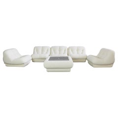 Ensemble de salon Nuvolone Rino Maturi en bouclette blanche de MIMO Padova, Italie, années 1970