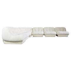 Ensemble de salon Nuvolone Rino Maturi en bouclette blanche de MIMO Padova, Italie, années 1970