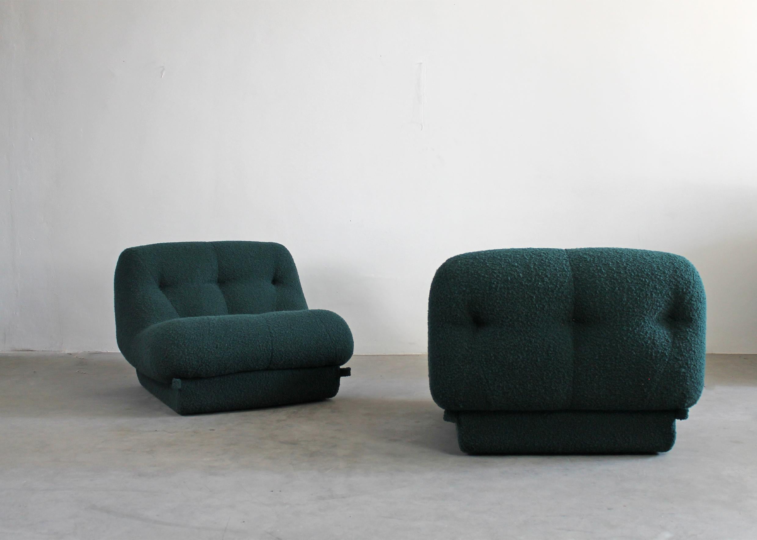 Italian Rino Maturi Nuvolone Modular Sofa in Dark Green Fabric by MIMO, 1970s, Italy