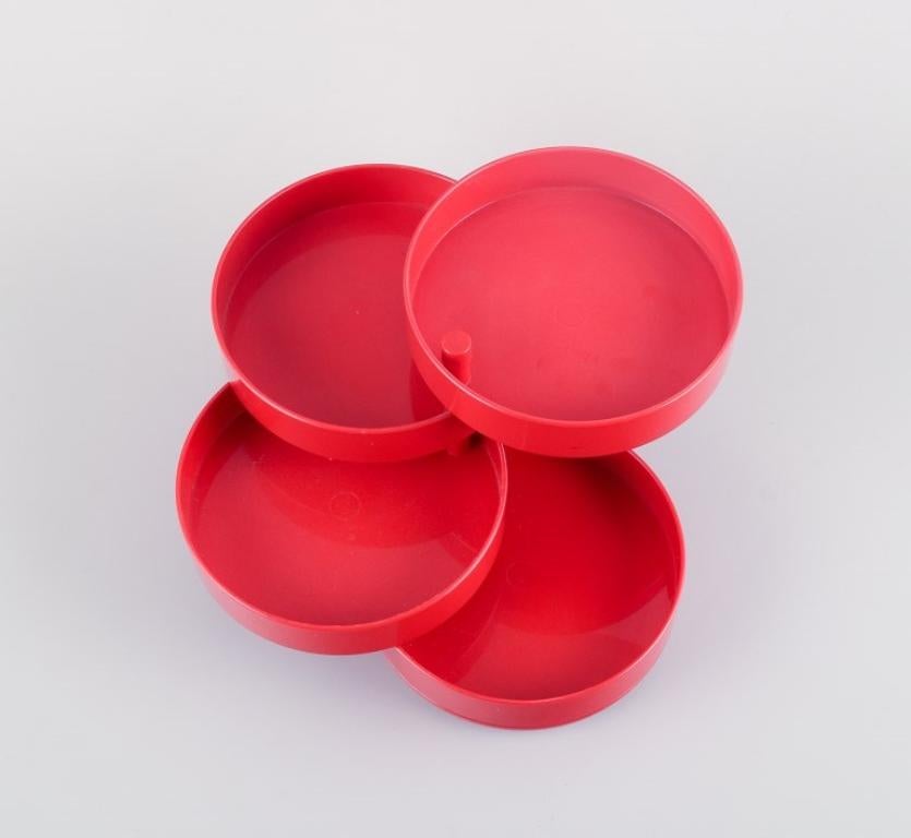 Modern Rino Pirovano for Rexite, Italy. 900 Multiplor. Container in red plastic For Sale