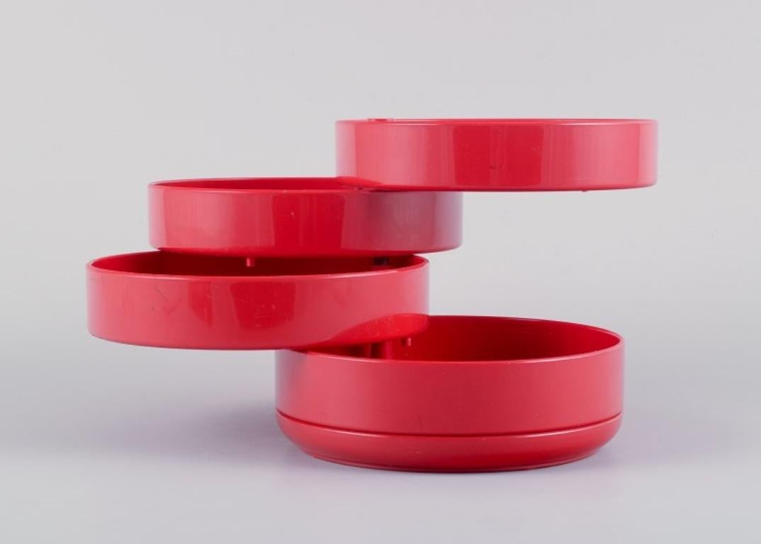 Italian Rino Pirovano for Rexite, Italy. 900 Multiplor. Container in red plastic For Sale