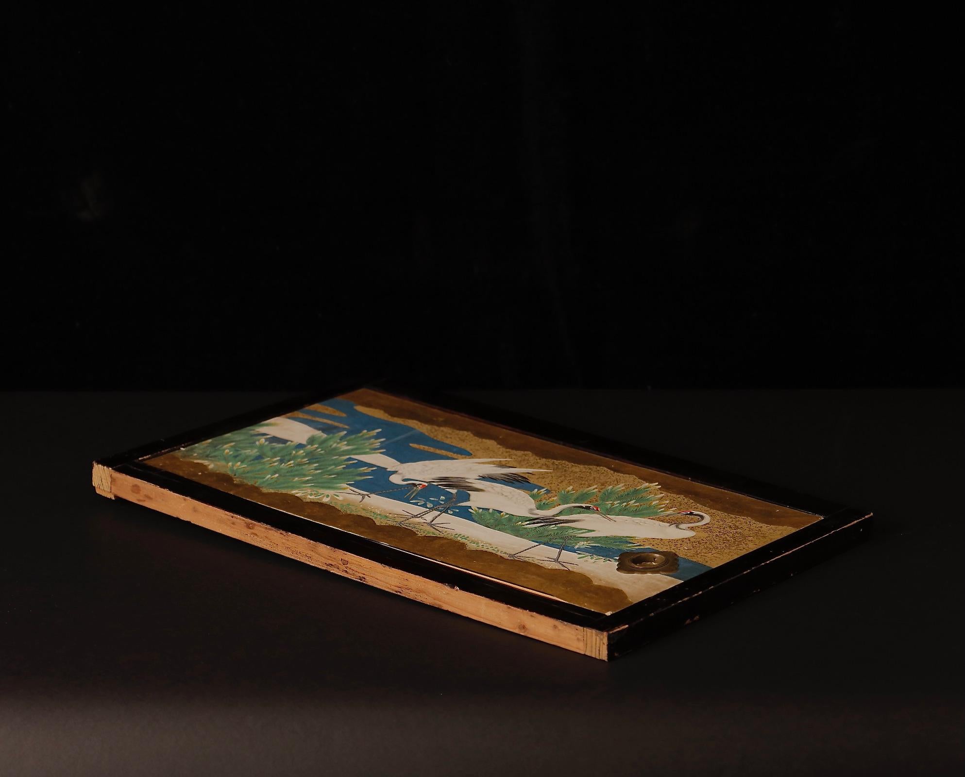 Rinpa-Inspired Crane Sliding Doors, Late Edo Period 9