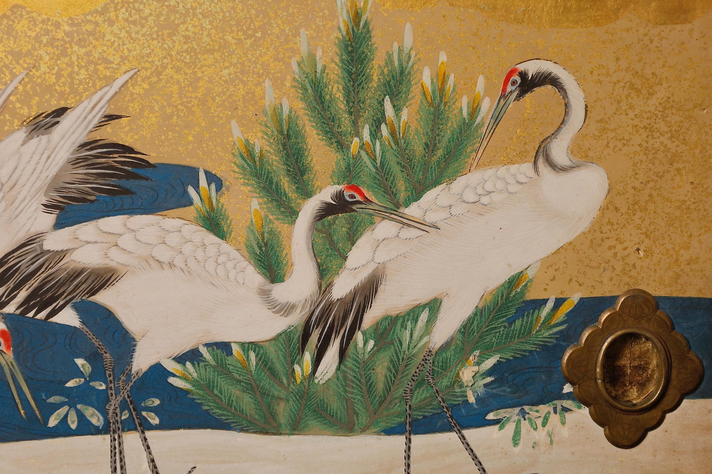 Rinpa-Inspired Crane Sliding Doors, Late Edo Period 2