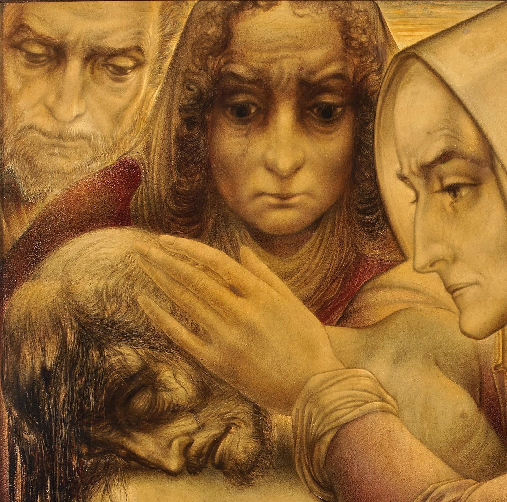 Pieta - Symbolist Painting by Rinze Hamstra