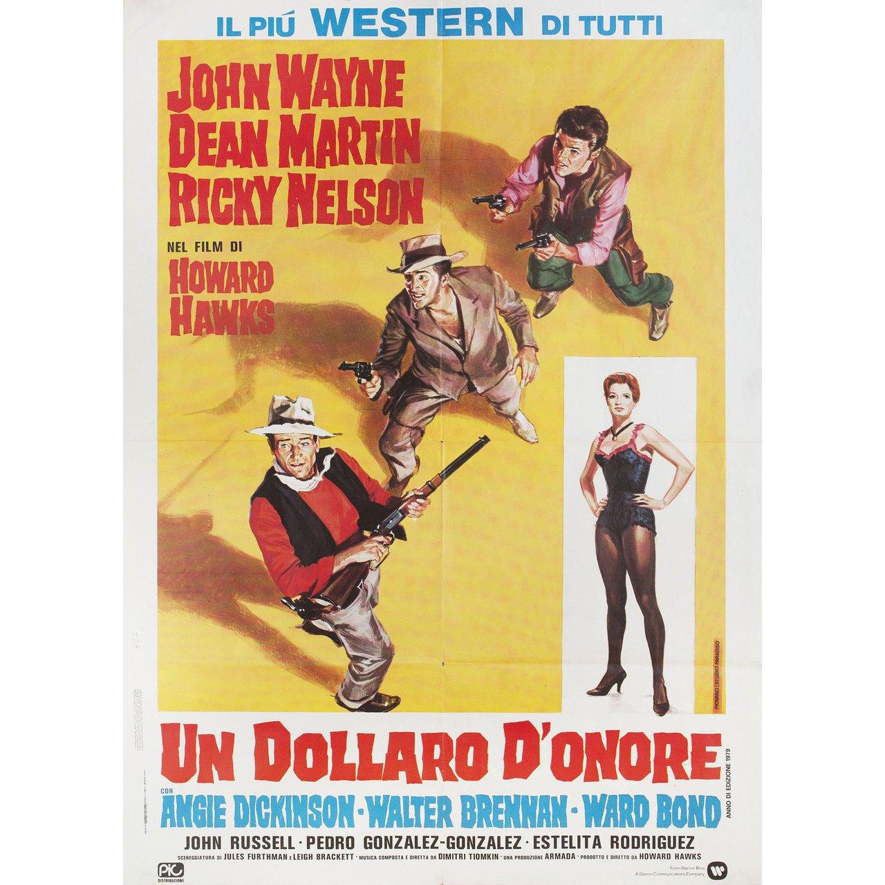 Original 1978 re-release Italian due fogli poster for the 1959 film Rio Bravo directed by Howard Hawks with John Wayne / Dean Martin / Ricky Nelson / Angie Dickinson. Very Good-Fine condition, folded. Many original posters were issued folded or were