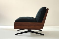 Rio, Comfortable Armchair with Rosewood Structure and Suede Cushions