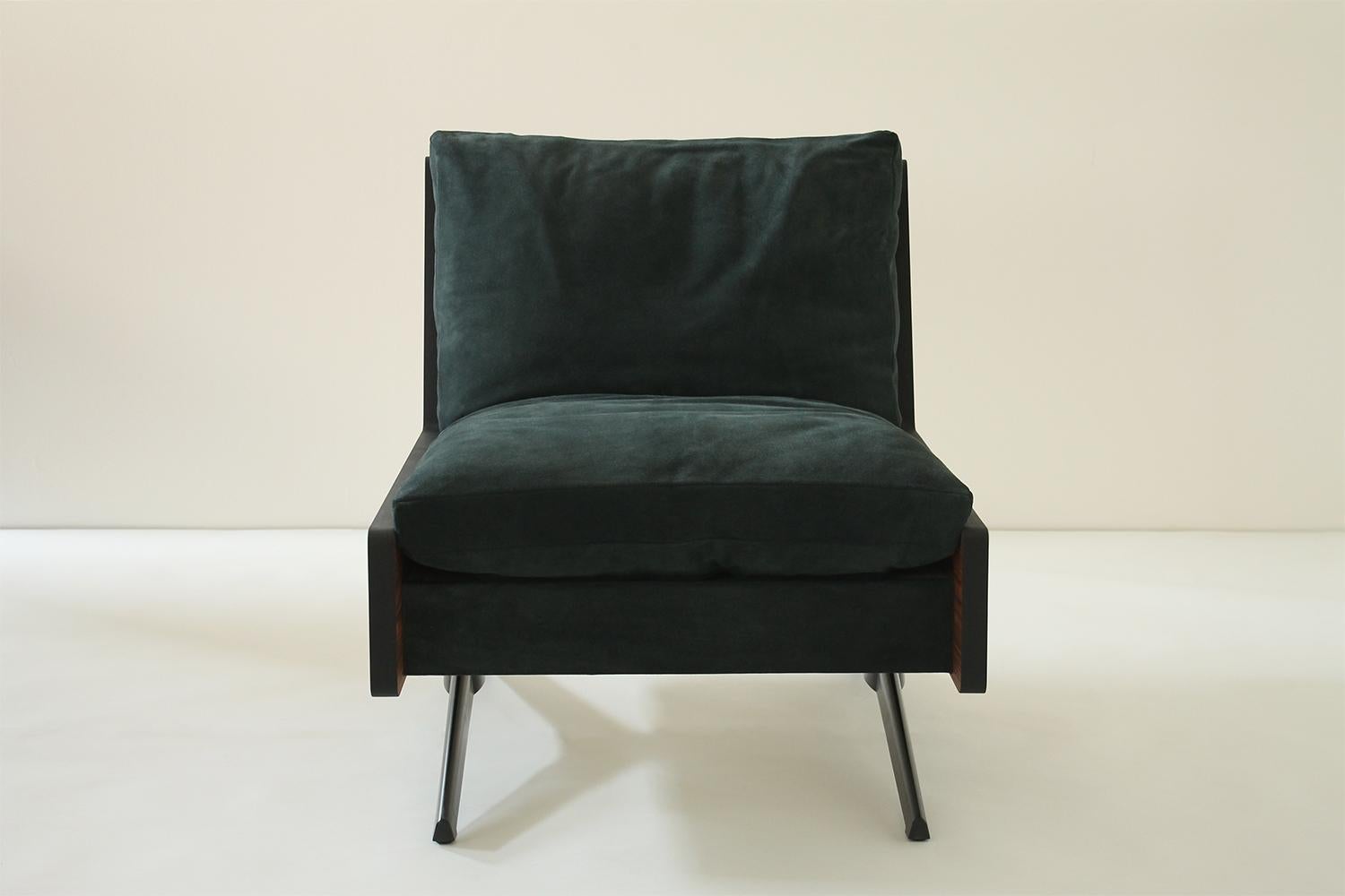 Rio, Comfortable Armchair with Rosewood Structure and Suede Cushions In New Condition For Sale In Tradate, IT