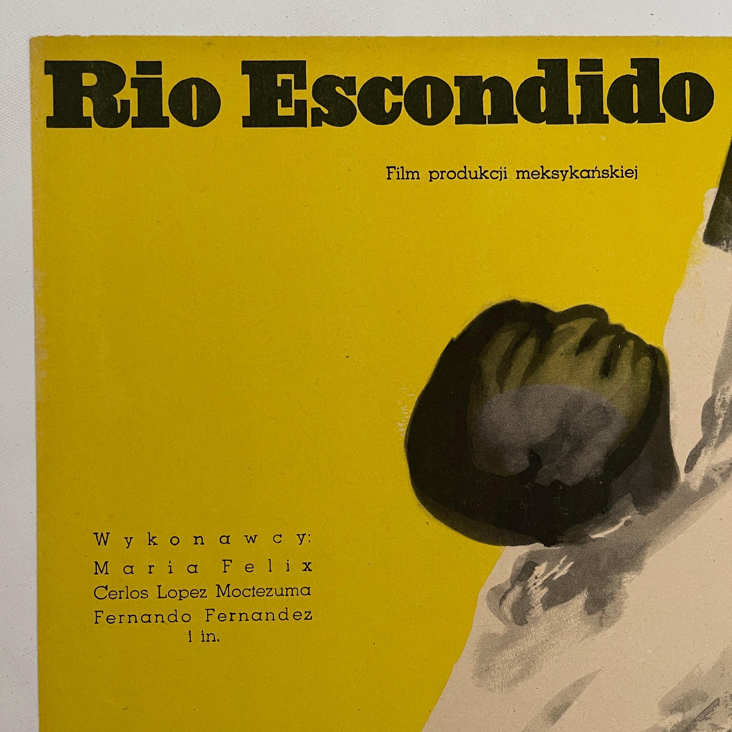 Autre Affiche polonaise vintage du film Rio Escondido de Jan Lenica, 1964 en vente