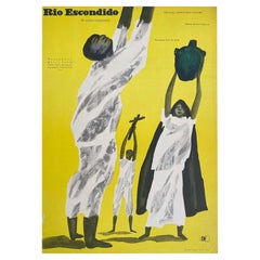 Affiche polonaise vintage du film Rio Escondido de Jan Lenica, 1964