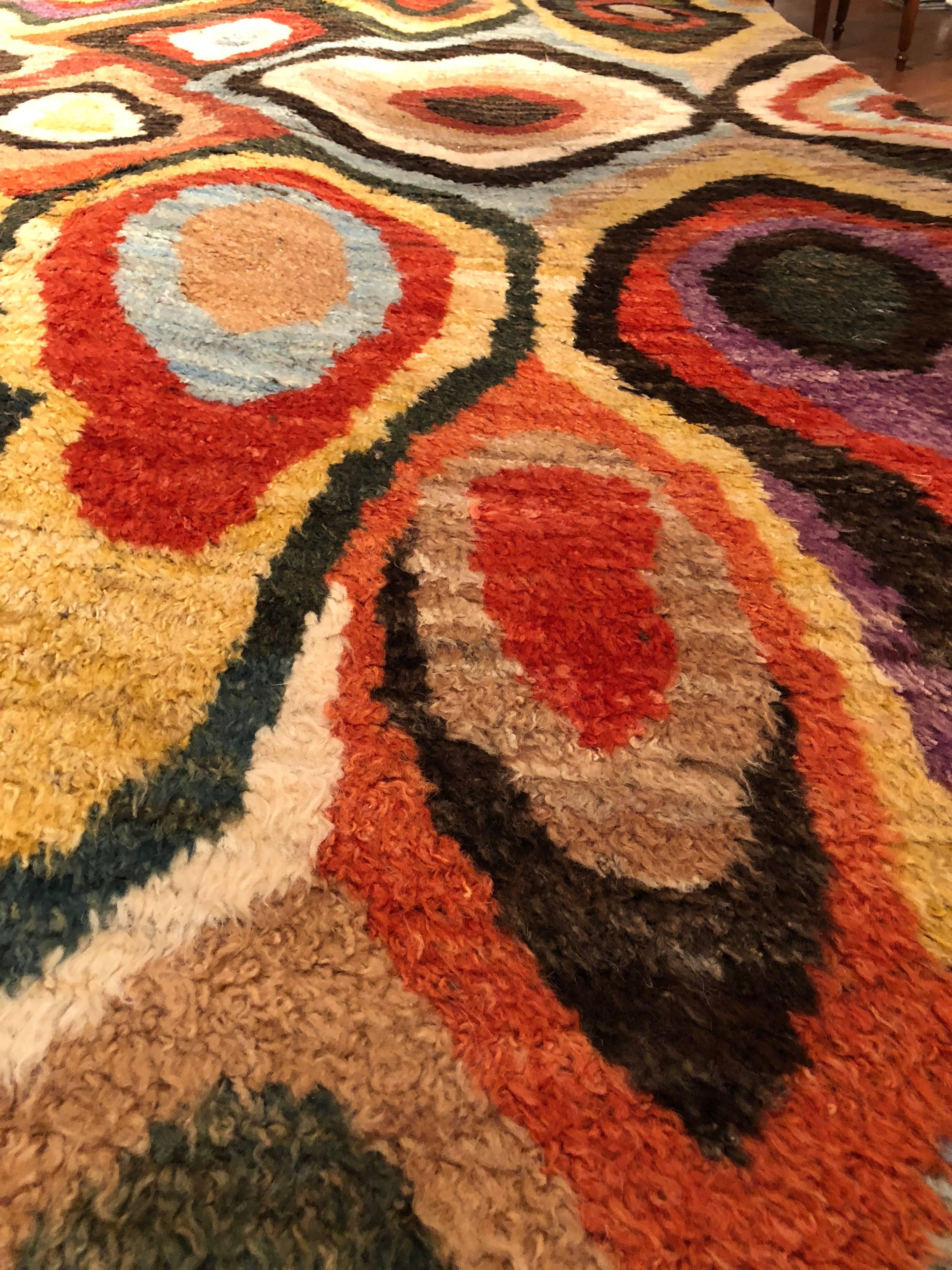 Multicolored and festive, this rug is makes a room. Liven up your living room with this contemporary rug that has a fun personality. Great for a family room or any home that loves their color in their accessories. Can be used to with a totally
