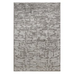 Tappeto contemporaneo astratto "Rio Gray" in lana himalayana e seta cinese