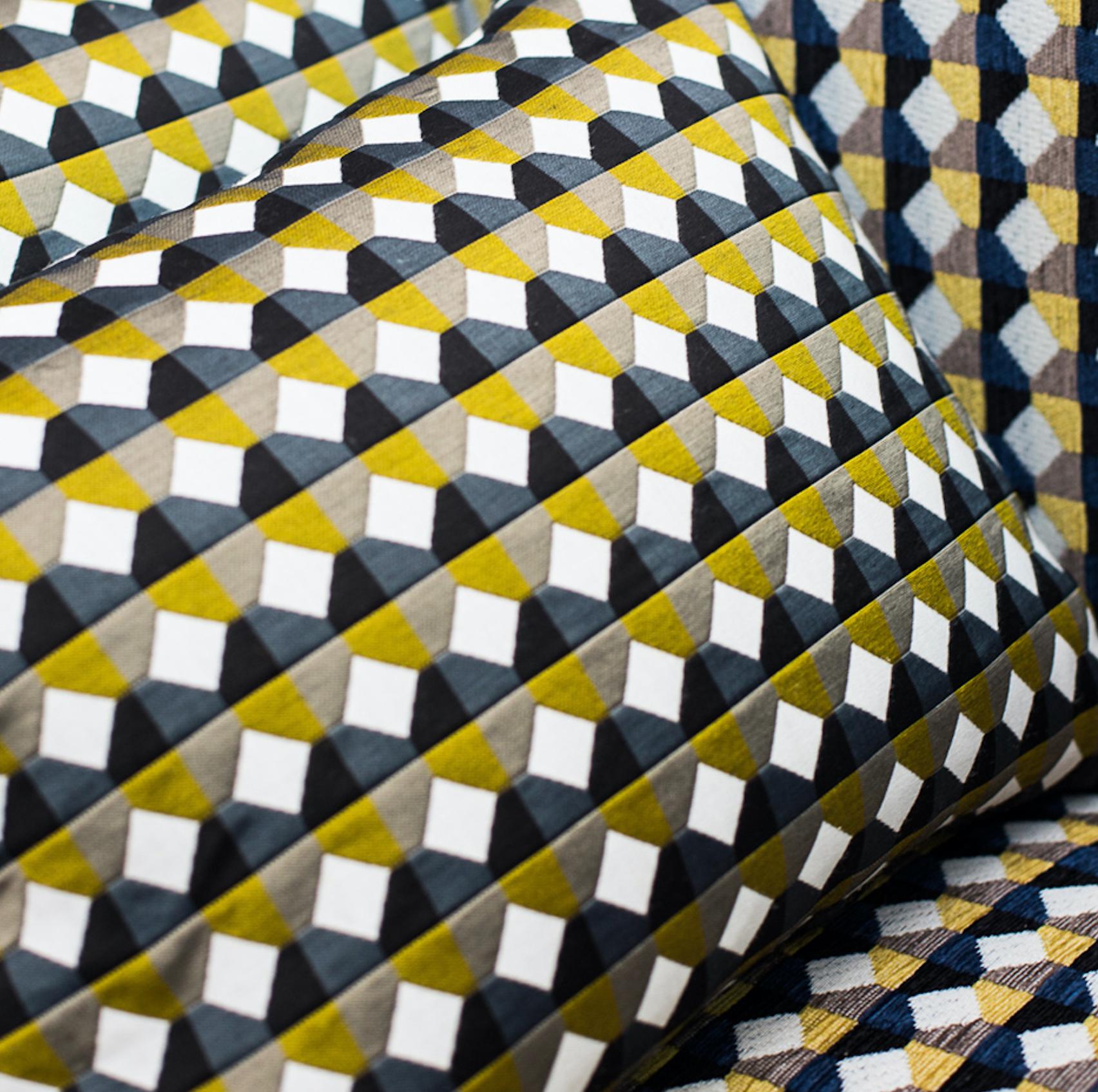 Contemporary Rio Pattern Cushion Curvature Collection Inspired by Brazilian Architecture