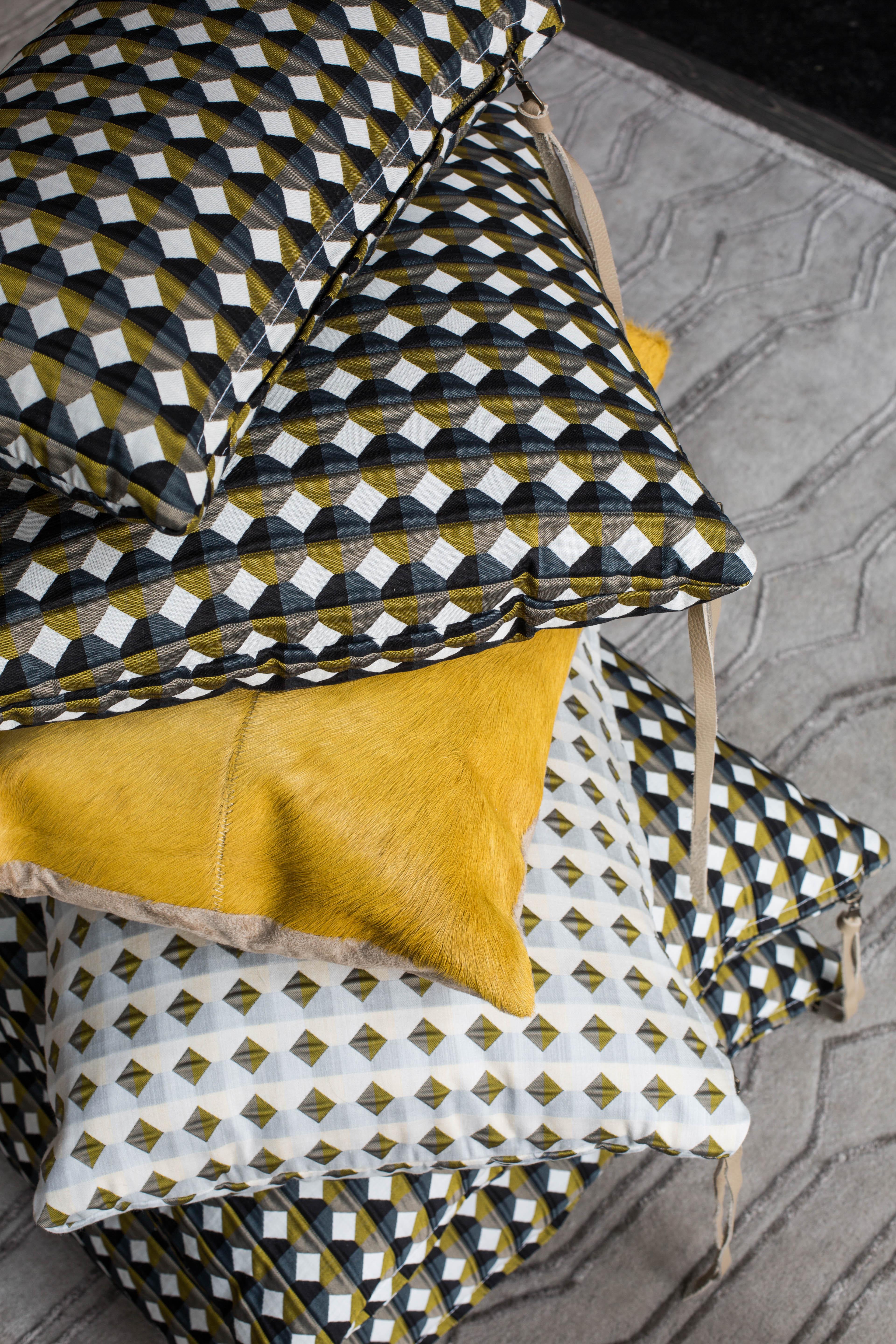 Modern Rio Pattern Cushion Curvature Collection Inspired by Brazilian Architecture