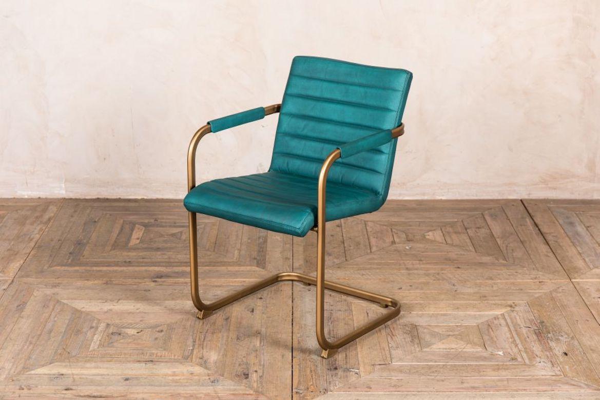 Rio real leather dining chair with arms, 20th century.

The Rio real leather dining chair with arms is a very handsome, sophisticated chair that can be used in a variety of different settings as a dining chair, desk chair or an occasional