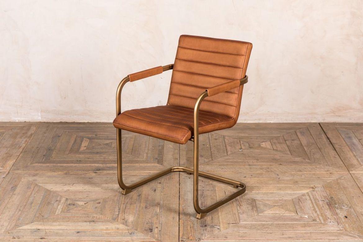 European Rio Real Leather Dining Chair with Arms, 20th Century For Sale