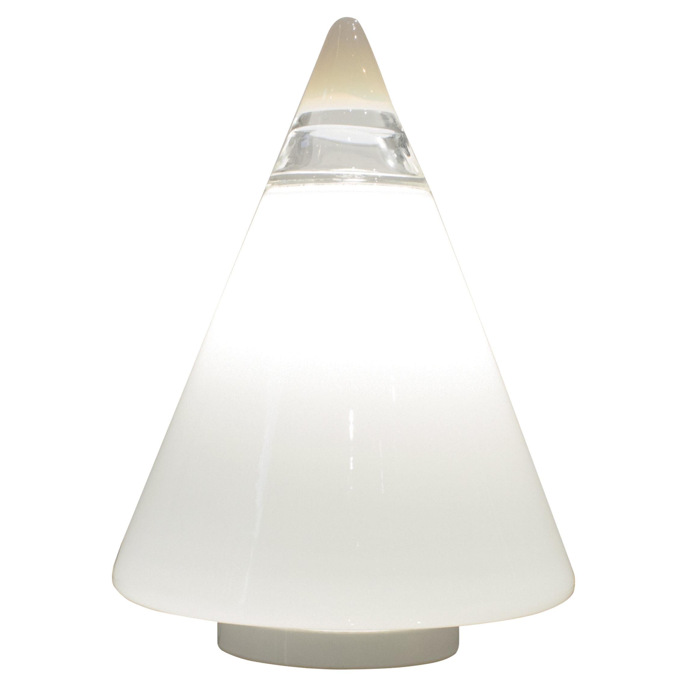 "Rio" White and Clear Glass Table Lamp By Giusto Toso for Leucos, Italy,  1977. 
