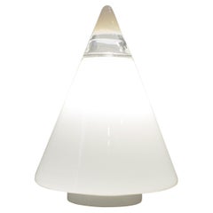 Lampe de bureau Rio en verre blanc et transparent de Giusto Toso pour Leucos, Italie  1977. 