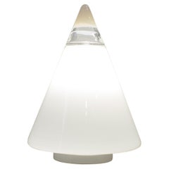 "Rio" White and Clear Glass Table Lamp By Giusto Toso for Leucos, Italy,  1977.