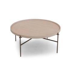 Coffee Table in Dover Oak with Chocolate Brown Metal, Modern Design