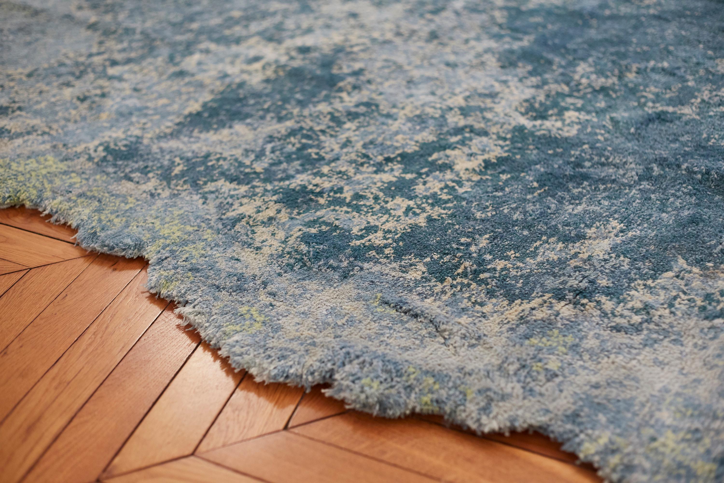 Hand-Knotted Riot - Wool Silk Blend High Pile Hand Knotted Carpet Rug by Jan Kath