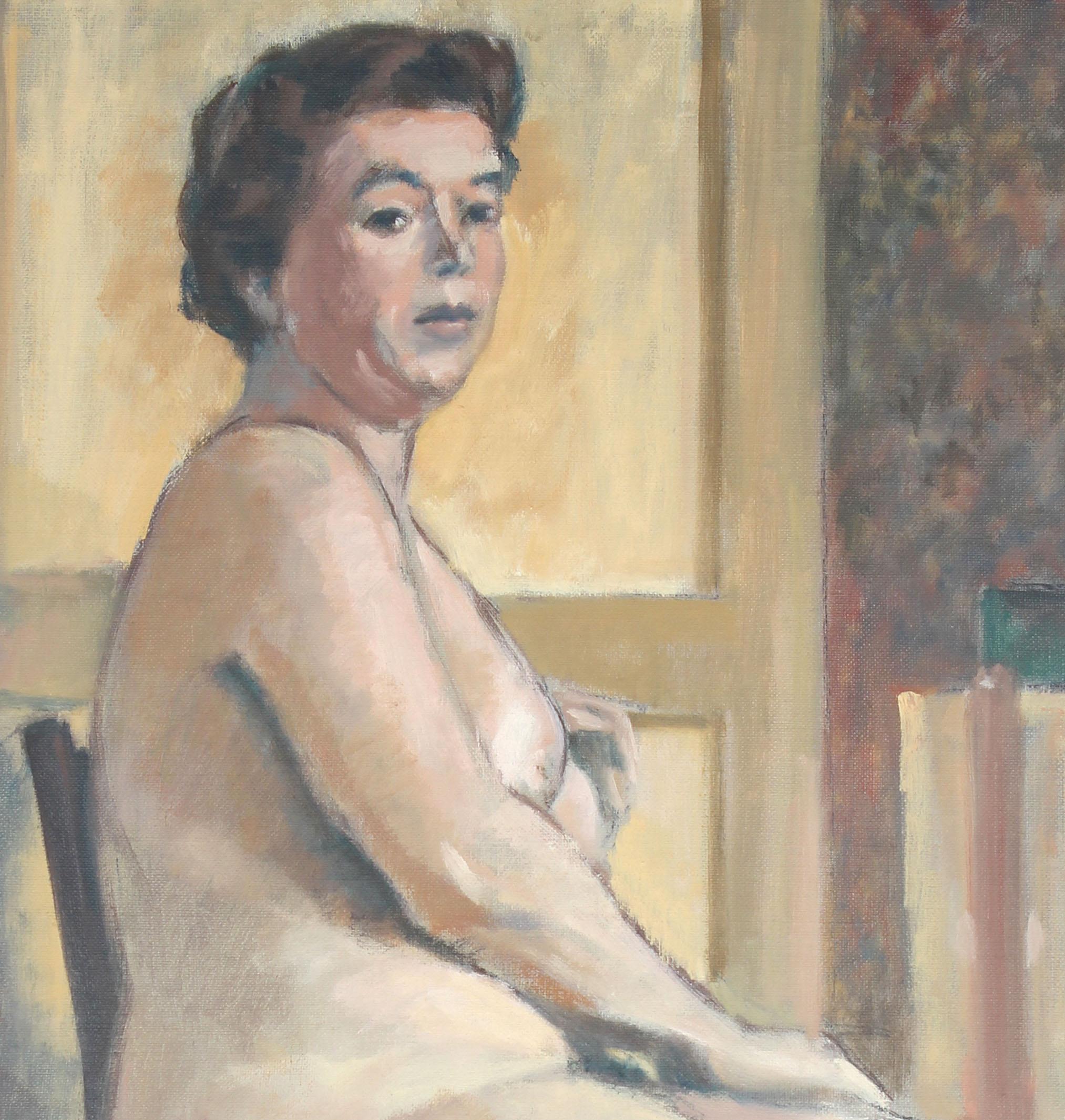 Ölgemälde eines sitzenden weiblichen Akts aus den 1950er Jahren – Painting von Rip Matteson